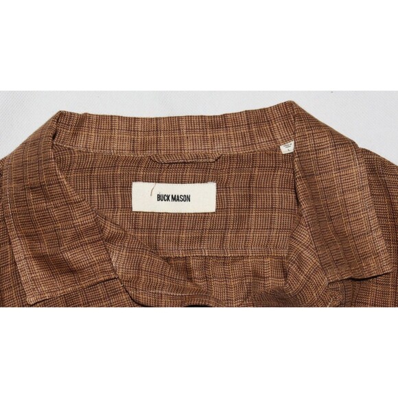 Buck Mason Men's Short Sleeve Linen Blend Camp Loop Collar Shirt Size Large - Picture 5 of 7